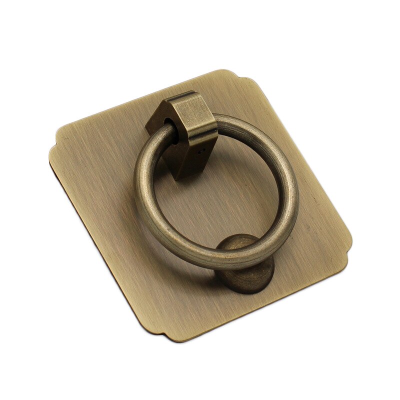 Pure copper Chinese style copper ring handle solid wood furniture drawer copper piece pull ring door decoration handle antique p