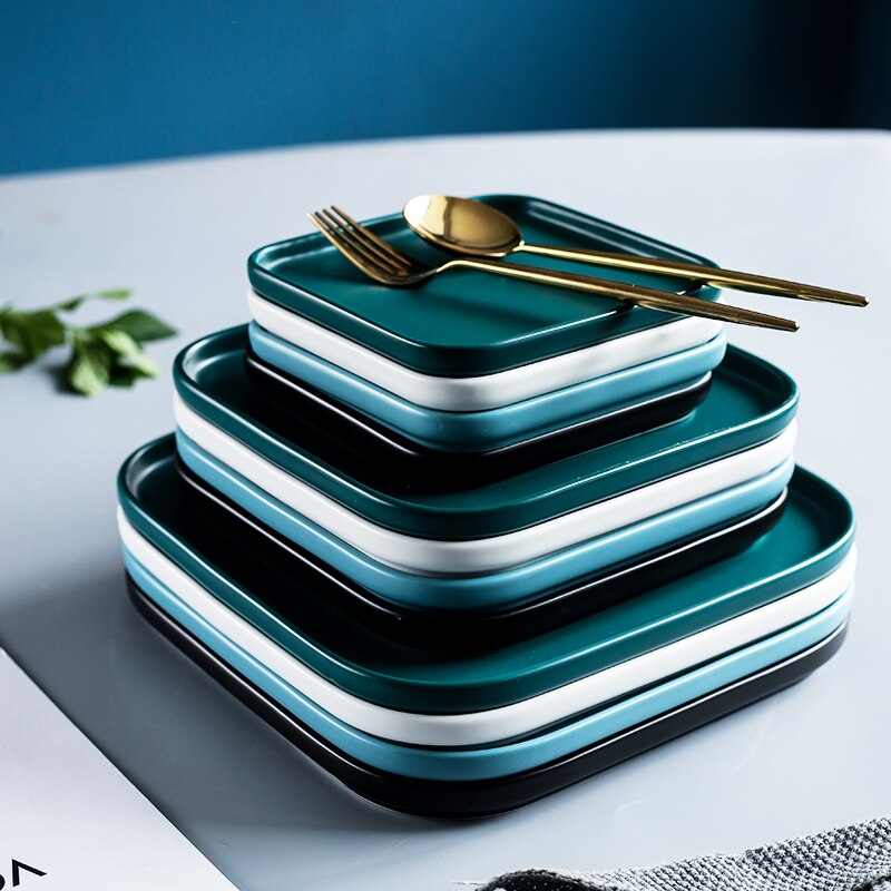 Ceramic Plate Nordic Style Dinner Plate Household Steak Tableware Dish For Breakfast Tray