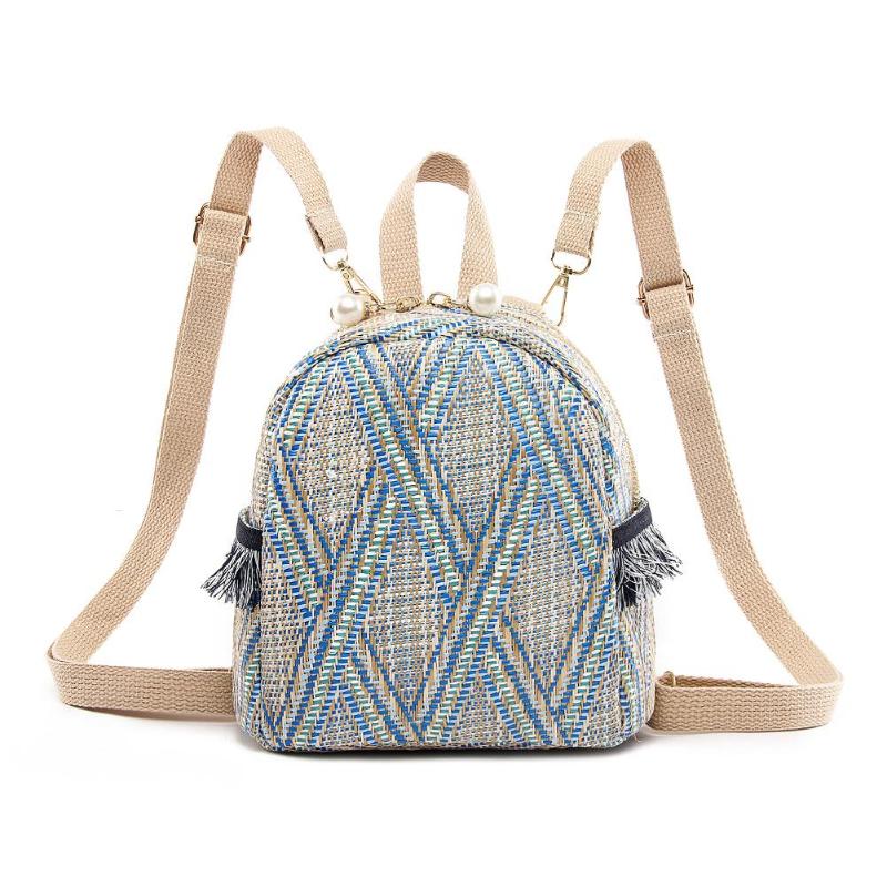 perle paille sac à dos femmes adolescente filles voyage épaule cartables Chic sac à dos femme: d