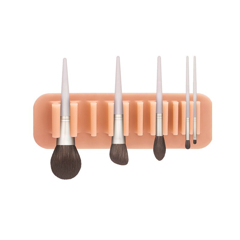 Silicone Makeup Brush Holder Wall-Mounted Soft Durable Reusable Convenient Easy Operation Suit for Bathroom Bedroom G10: Nude