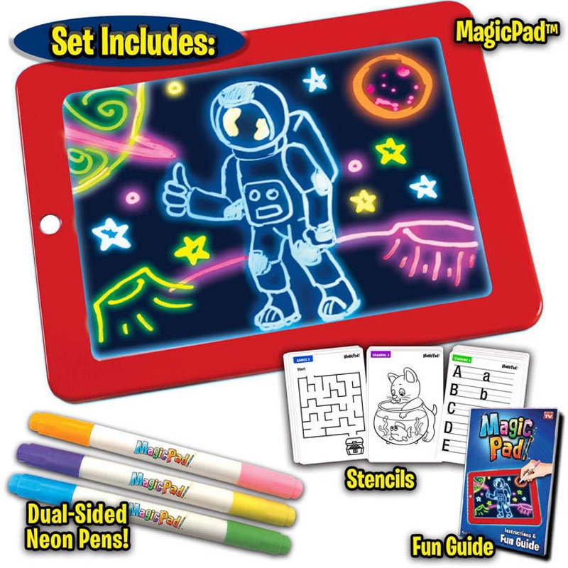 Tekentafel Kids 3D Magic Drawing Pad Fluorescerende Puzzel Lichtgevende Magische Graffiti Schrijven 3D Lichtgevende Tekening Pad