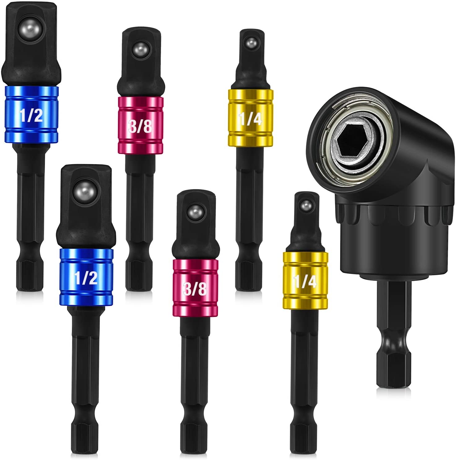 7 Piece Impact Grade Driver Socket Adapter Extension Set: 7Pcs