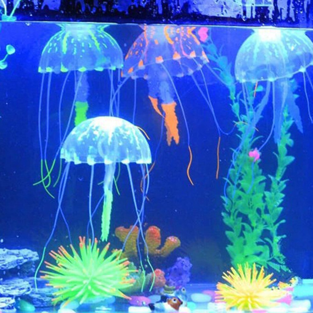 5*15cm effetto colorato meduse Fish Tank artificiale incandescente acquario Decor Mini sottomarino ornamento decorazione giocattoli per bambini