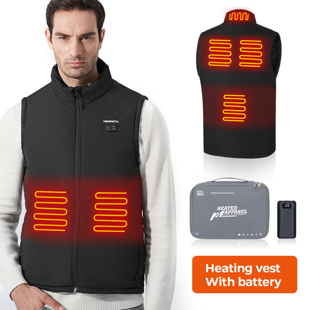 KEMIMOTO Winter Heated Jacket USB Heated Vest Battery Temperature Adjustable For Motorcycle Skiing Bike Hiking Washable: Type A Male / S