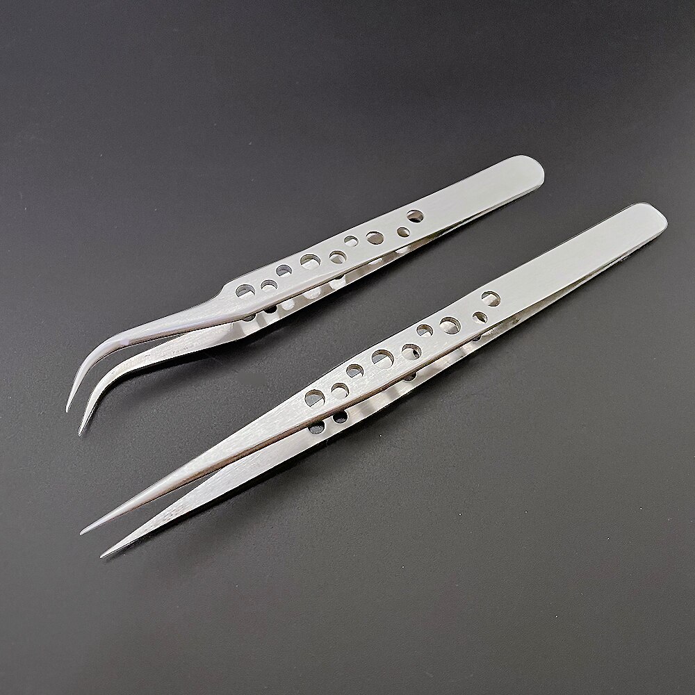 Industriële Pincet Elektronica Anti-Statische Gebogen Rechte Tip Precisie Roestvrij Tang Telefoon Reparatie Diy Handgereedschap Sets