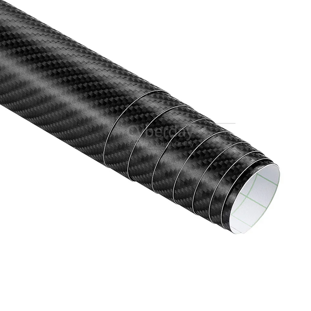 Película de envoltura de vinilo de fibra de carbono para coche, 3M, bricolaje, estilo automático, pegatinas gruesas 4D para coche, impermeables con burbujas sin aire, 100mm x 1520mm: Negro