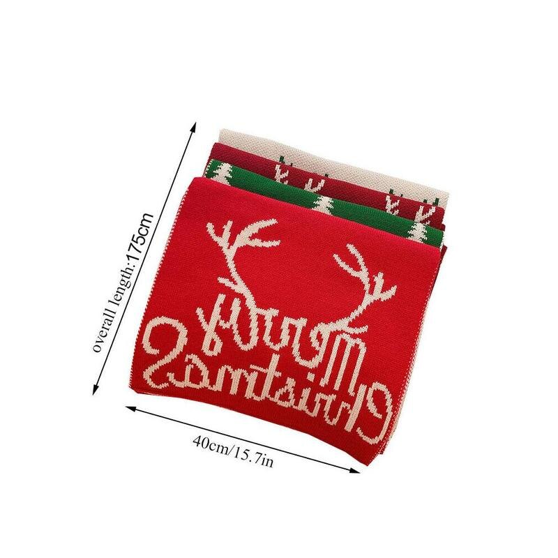 Christmas Pattern Long Scarf for Women Men Winter Knitting Warm Scarves Shawl Dual-use Scarfs Clothes Accessories foulard femme