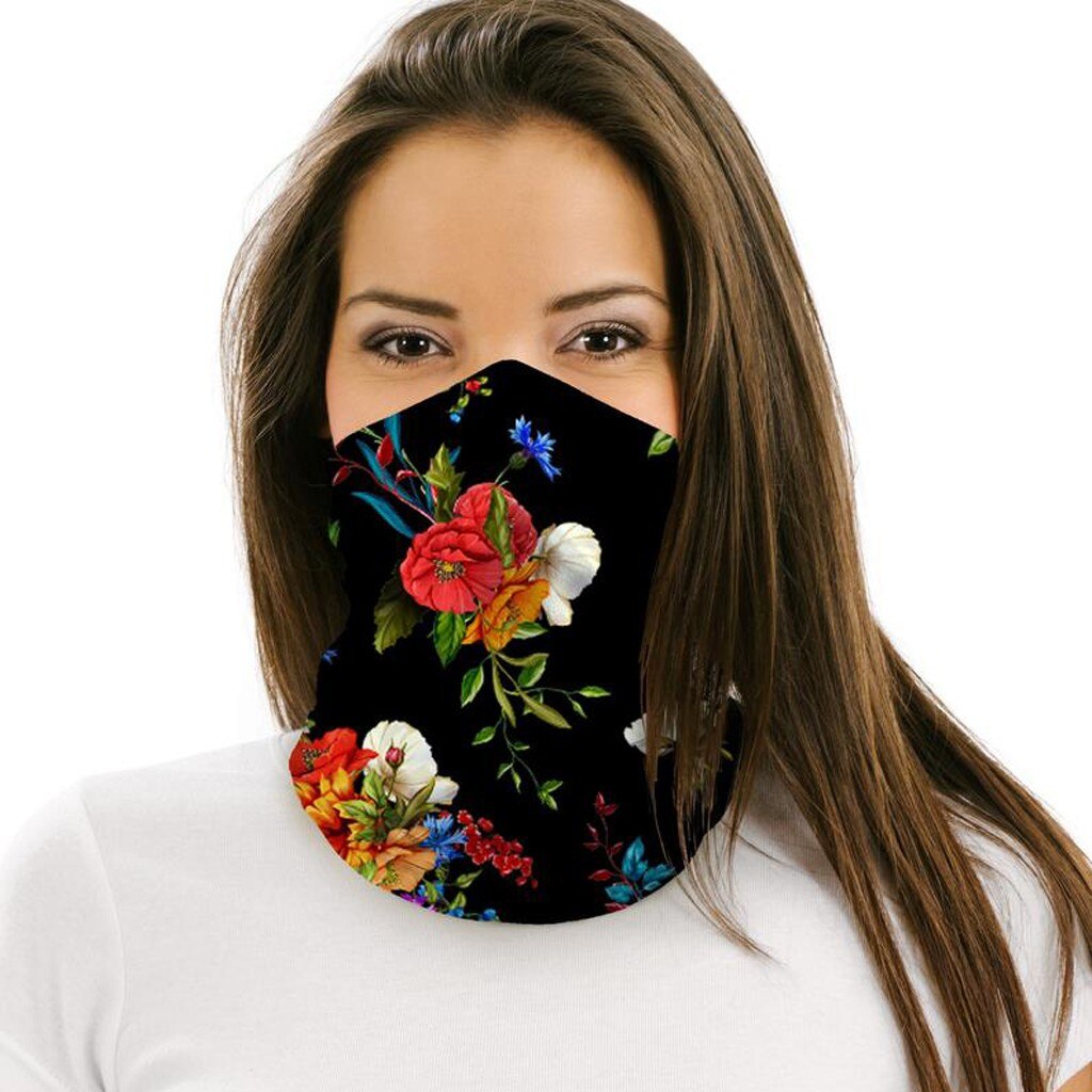 25# Face Cover Scarves Print Elastic Face Scarf Headband Turban Scarf Dust-proof Neck Tube Cycling Face Bandana Magic Hood Scarf: D