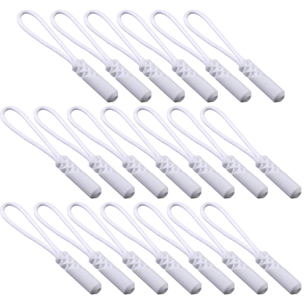 20Pcs Cilinderkop Rits Puller Kleding Rits Hoofd Compact Rits Trekken Touw Bagage Tas Rits Hoofd Staart Touw Voor: White