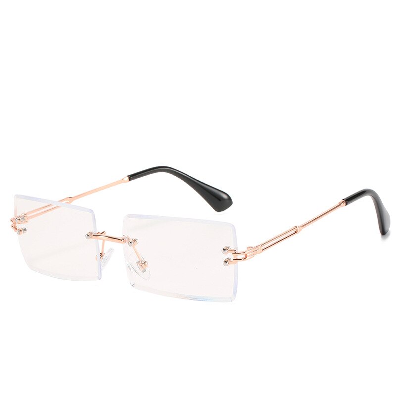 seemfy Square Anti-blue Light Glasses Metal Frame Retro And Personality Eyeglasses Frames Clear Lenses 0 Degree Plain Spectacles: Rose Gold