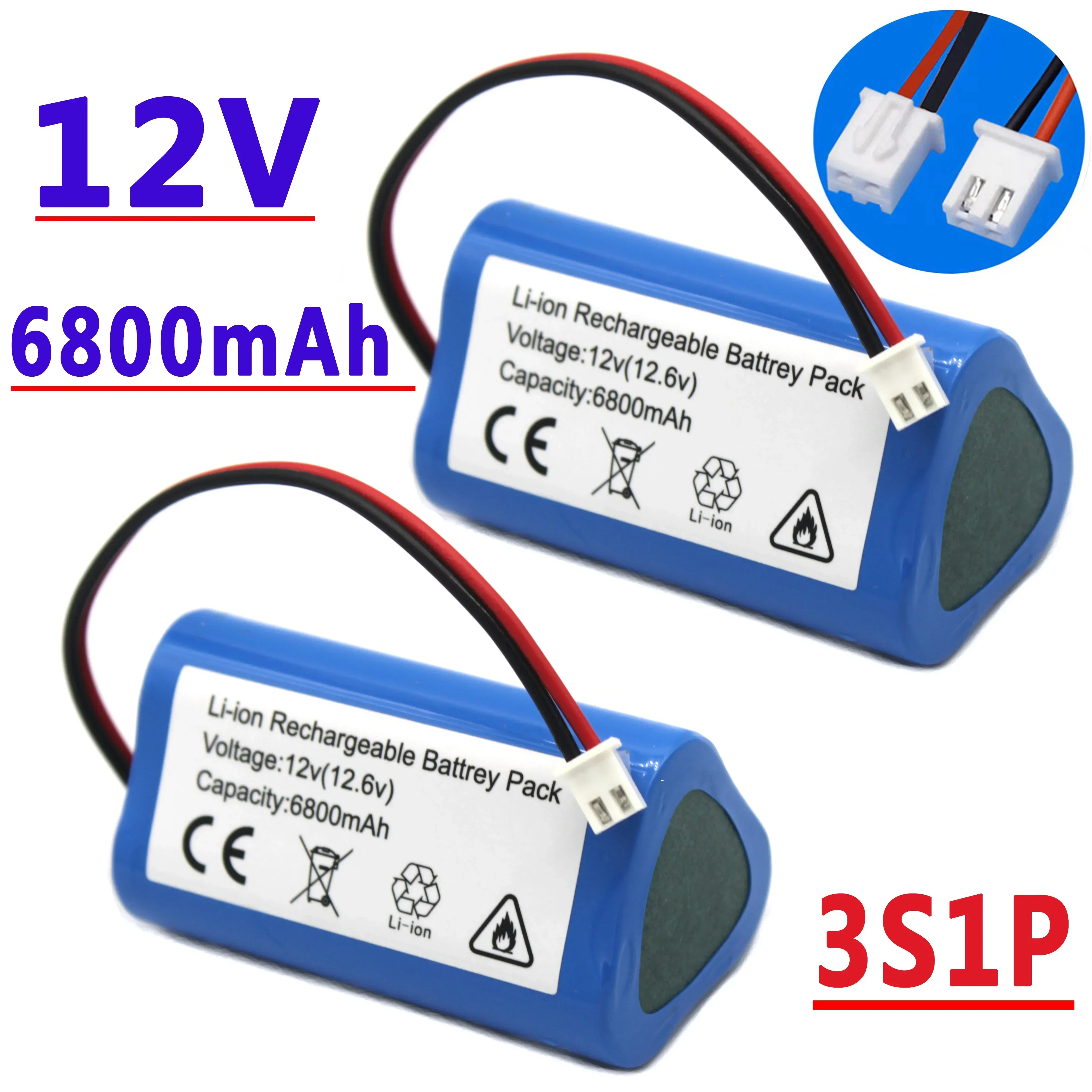 100% New.12V.18650 Paquete de bateria de litio de.3S1P.6800mAh construido em BMS.