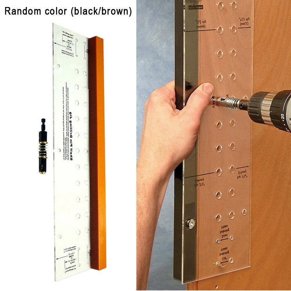 2* Dowel Jig Shelf Pin Drilling 1/4" Limit Drill Furniture Cabinet Door Hole Drill Guide Tool For Round Dowel Hinge Installation