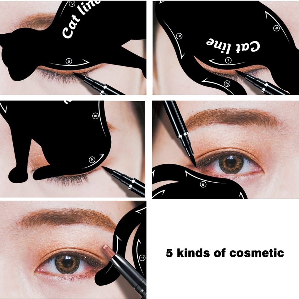 2 pièces/ensemble à la femmes chat ligne yeux maquillage Eyeliner Unique pochoirs modèles outils de maquillage Kits pour yeux Eyeliner outils