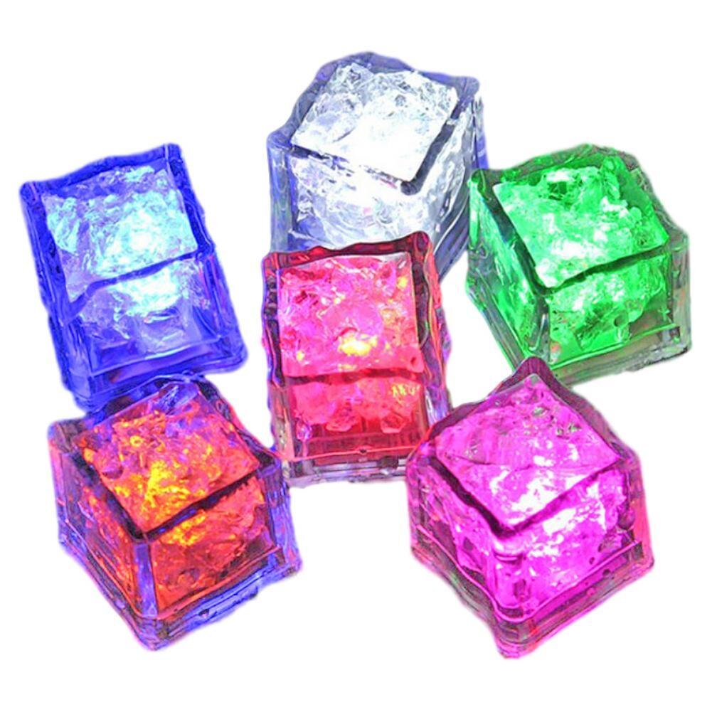 Cubitos de hielo LED de 12 piezas, Bola de brillante, luz Flash, vaso de Navidad, Bar, vino, suministros de neón, decoración para Festival y boda: slow flash