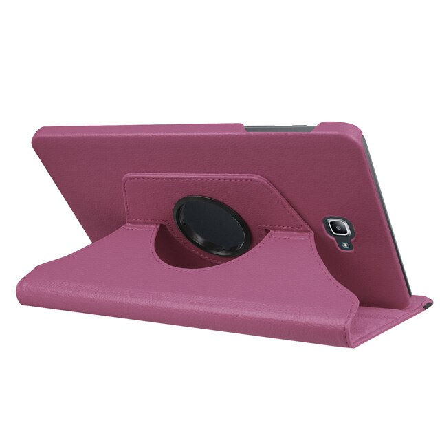360 obrotowa obudowa dla Samsung Galaxy Tab A 10.1 2016 przypadku T580 T585 SM-T580 SM-T585 obudowa z podstawką tablet ze skóry pu Funda Coque: Purple