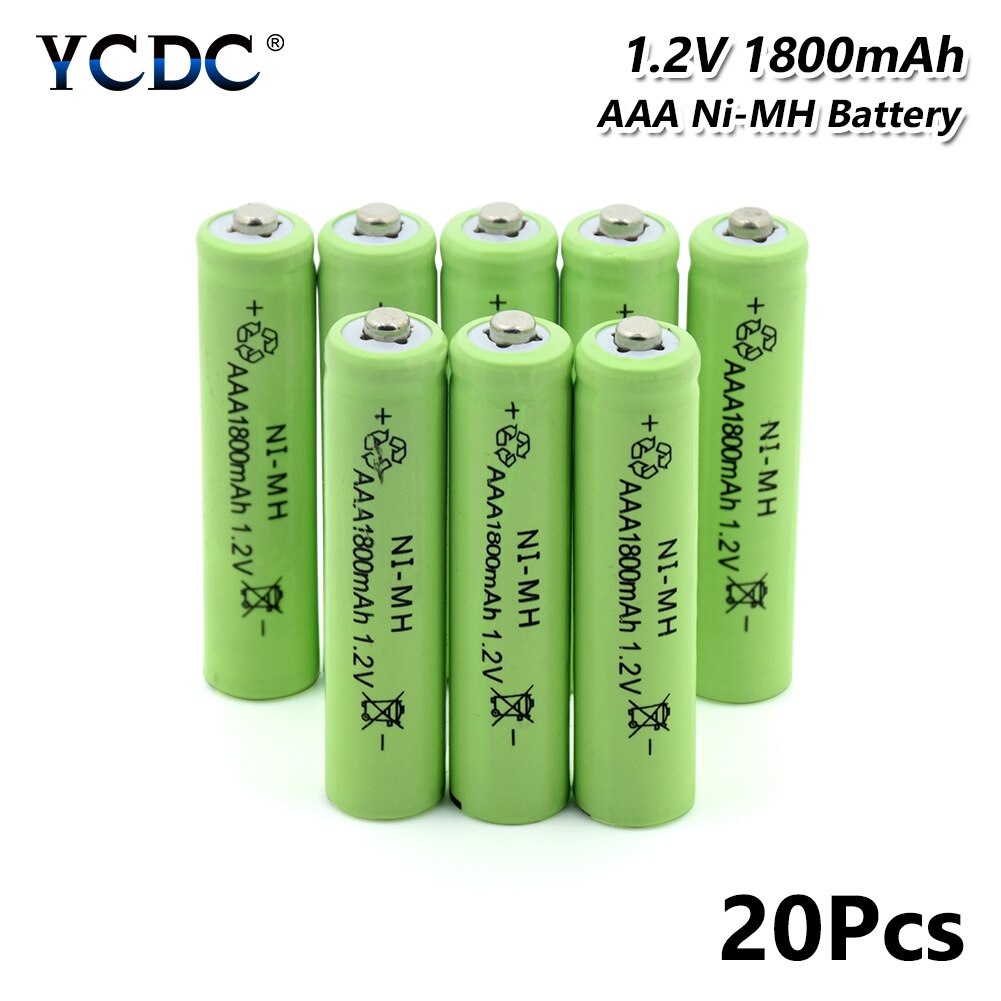 4/8/12/16/20 Stuks Oplaadbare 1.2V Green Aaa 1800Mah Ni-Mh Batterijen 3A Aaa Nimh batterij Vervanging Cellen Met Bateria Case: 20 pieces