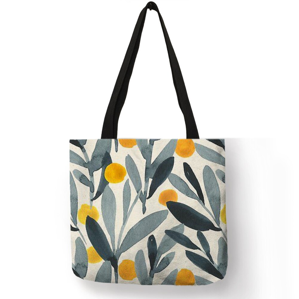 Tote Bag pieghevoli in lino Eco motivo geometrico Dot stampa foglia fresca per borse per la spesa femminili borsa di stoccaggio di grande capacità Bolsa: 005