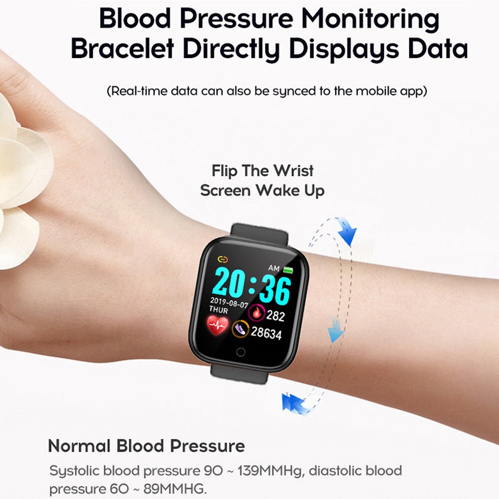 D20Profi Bluetooth Clever Uhr Y68 Fitness Tracker Armbinde Schrittzähler Wasserdicht Armbinde Herz Bewertung Blutdruck SmartBand