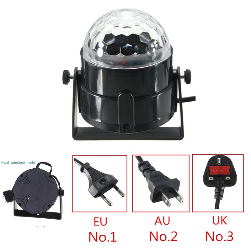 Mini RGB LED Crystal Magic Rotating Ball Lights Sound Activated Disco Light Music Christmas KTV Party EU/US/UK/AU 100-240V