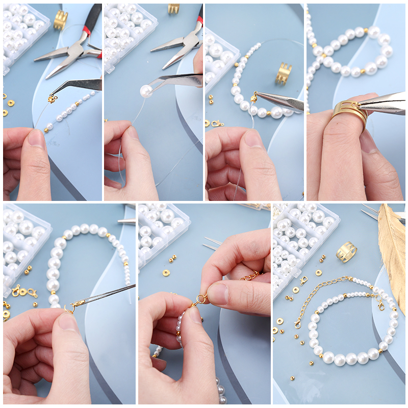 Acryl Perle Perlen Set Schmuck Herstellung Kit Party Armband DIY Werkzeuge Hochzeit Ohrring Halskette Perlen Handwerk Zubehör