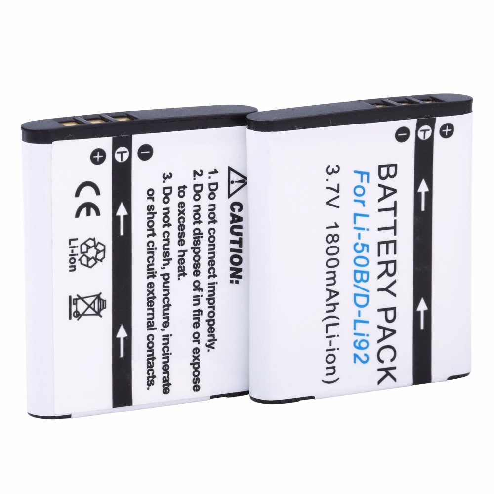 2Pcs Probty LI-50B LI 50B Battery for Olympus VR-340 1010 1020 1030SW Tough 6000 6020 8000 8010 MJU 1010 1020 TG 610 620 630 810
