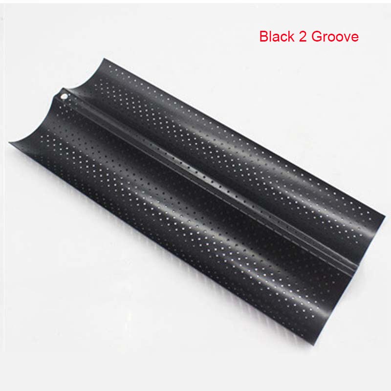 French Bread Baking Mold Bread Wave Baking Tray Practical Cake Baguette Mold Pans 2/3/4 Groove Waves Bread Baking Tools: Black 2 Groove