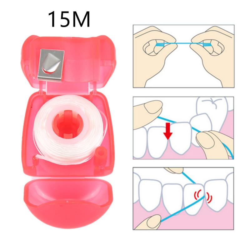 50M Draagbare Mini Dental Floss Mondhygiëne Met Box Praktische Gezondheid Hygiëne Levert Spool Tandenstoker Tanden Flosse Kleur Willekeurige: Rood