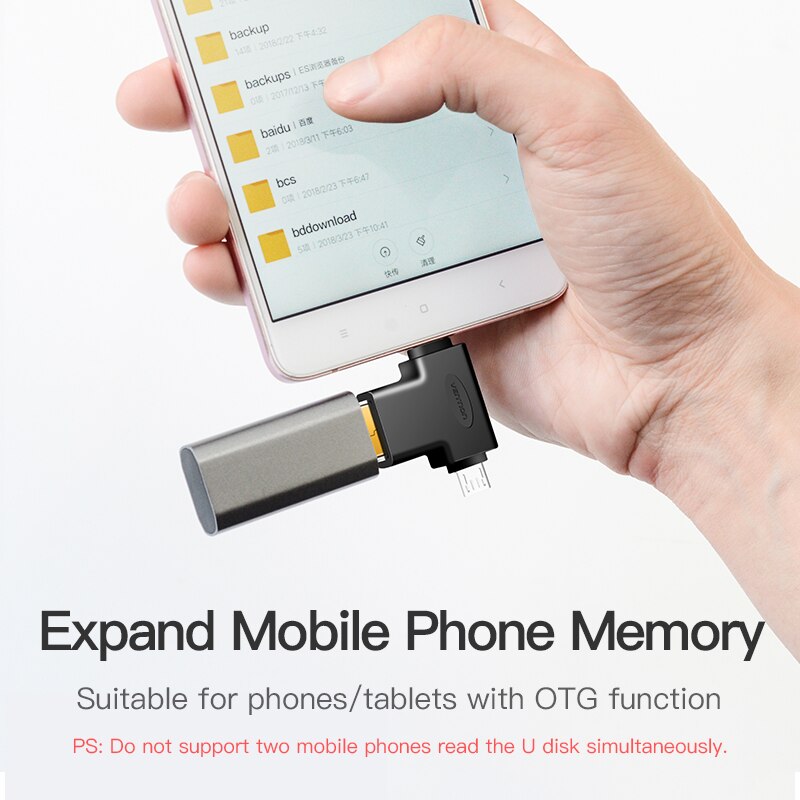 Vention-Adaptador de Cable USB 3,0 OTG 2 en 1, convertidor de Cable Micro USB tipo C para Xiaomi One Plus Nexus 6P, Adaptador tipo C