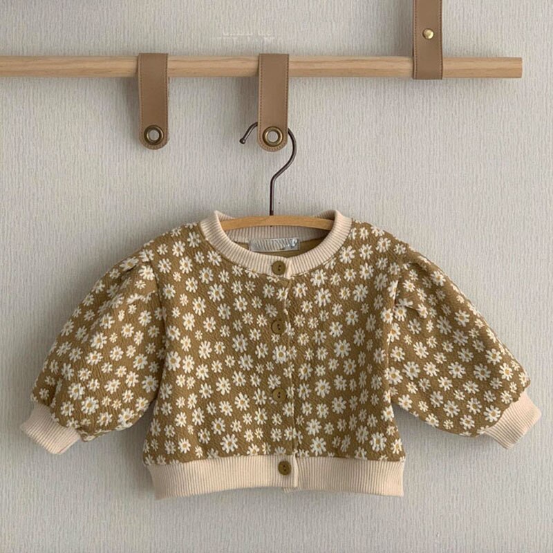 6-36M Baby Baby Herfst Winter Bloemen Jas Baby Meisje Kleding Bladerdeeg Mouw Prinses Vest Katoenen Kleding Voor kinderen