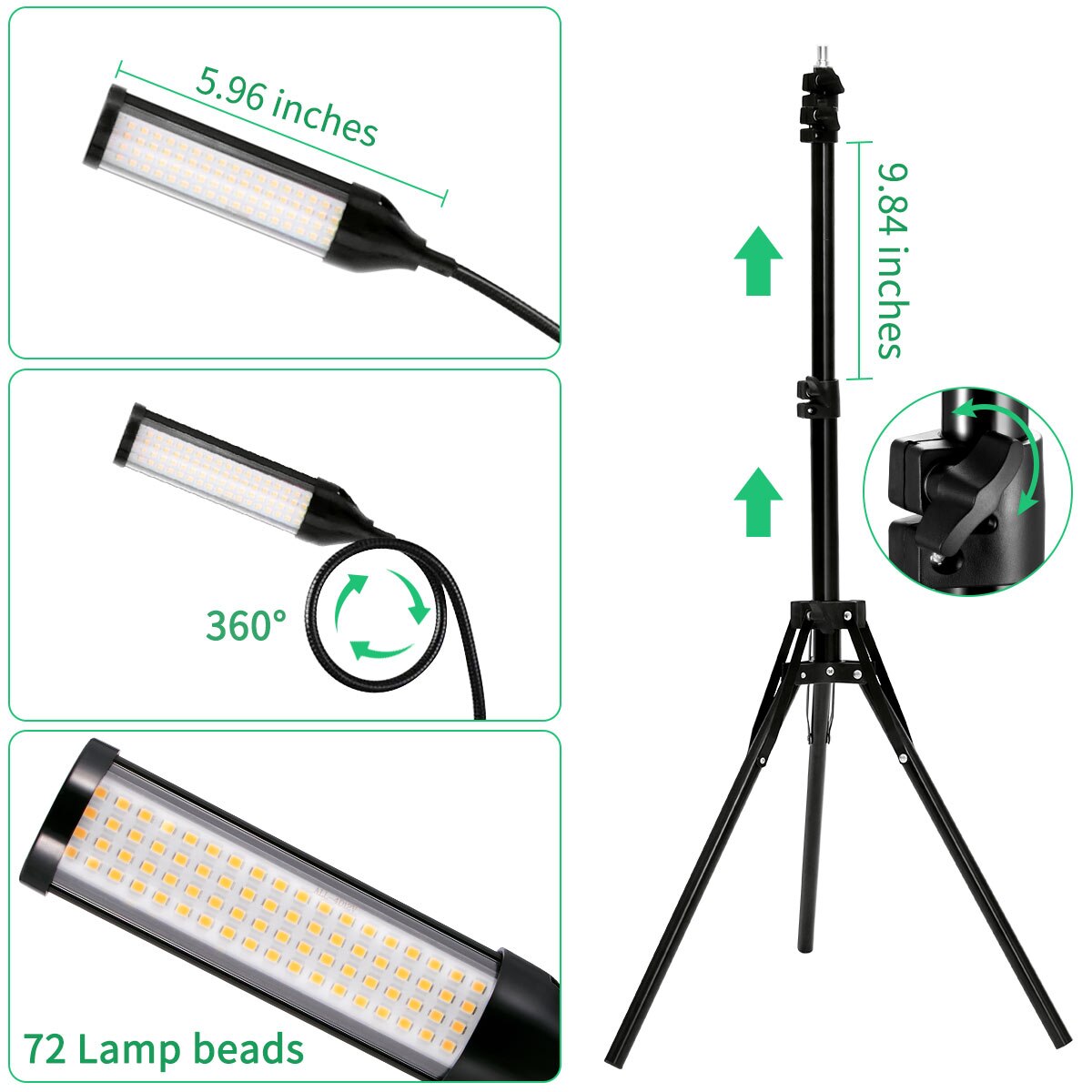 LED Grow Light With Tripod Stand Full Spectrum Grow Light With Timer And Remote Control For Floor Plant Flowers IndoorPhyto Lamp