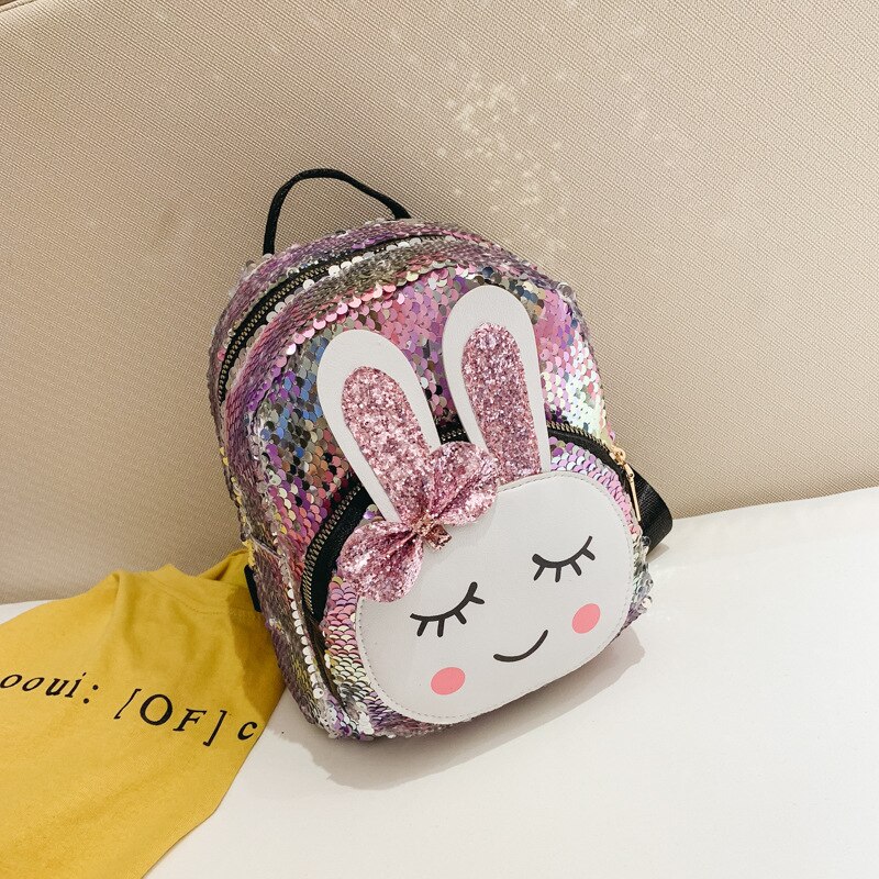 nouvelle enfants filles Babbit sac Faux cuir + paillettes école Bookbag voyage sac à dos sac à dos fermeture éclair: MULTI