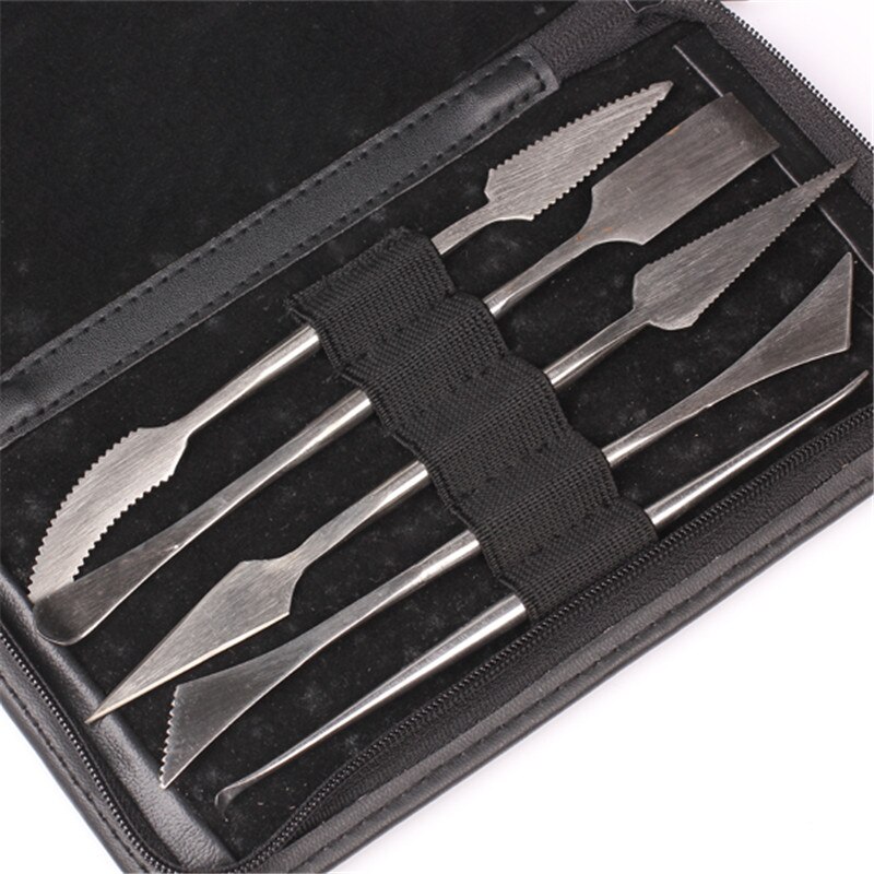 5 Stks/set Van Rvs Tweekoppige Carving Mes Klei Tool Keramische Diy Schrapen Zachte Aardewerk Modeling Tool