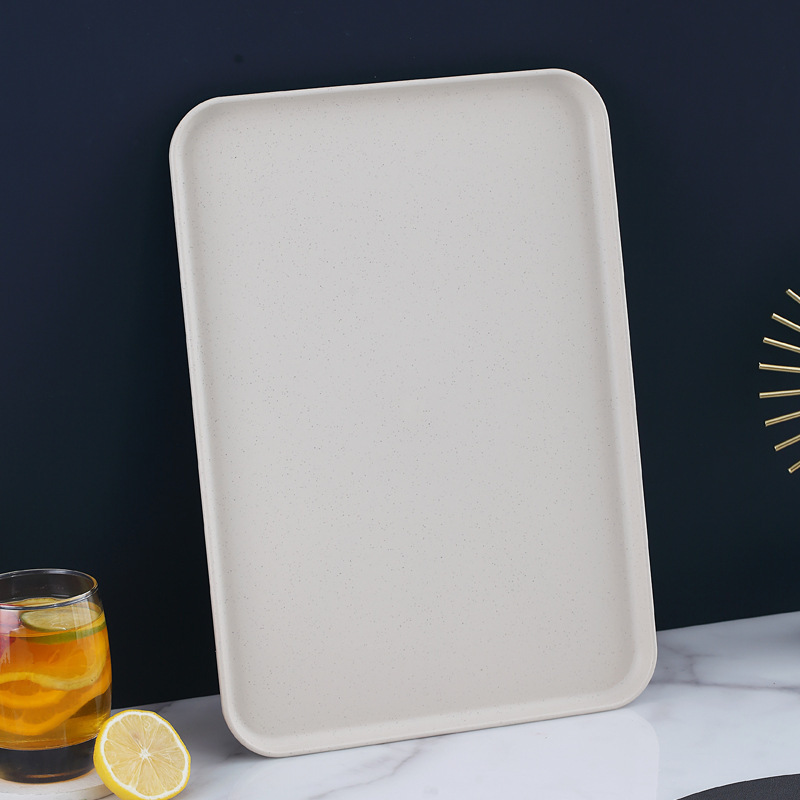 Plastic Tray Rectangular Tray Wheat Straw Eco-friendly Bread Pan Plastic Storage Tray Cup Food Kitchen Organizer Supplies: Blue / 10.5 inches