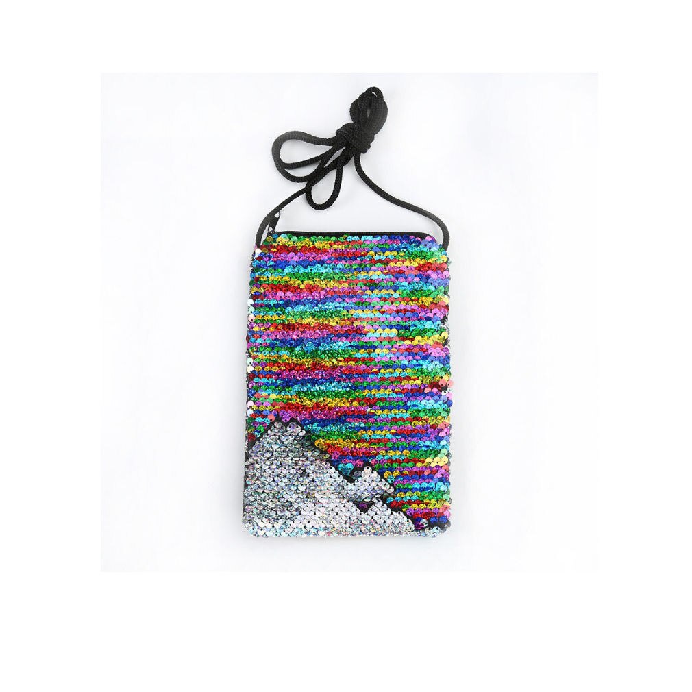 Filles lanière Sequin petits sacs carrés sacs à main enfants sirène paillettes porte-monnaie une épaule bandoulière portefeuille: colorful