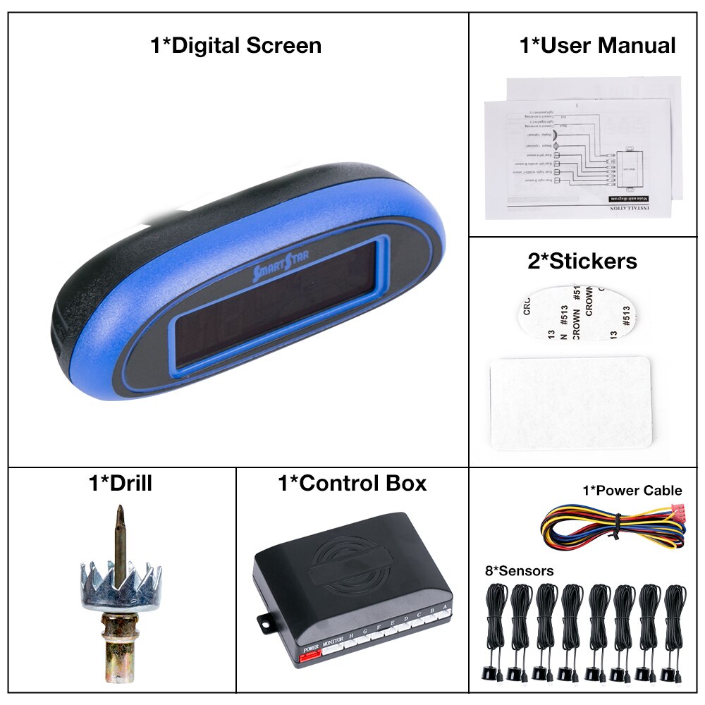 Auto Parktronic Parking Sensor 8 Led Display Monitor Voice Alarm Motion Backlight Auto Radar Detector Front Parkeersensoren