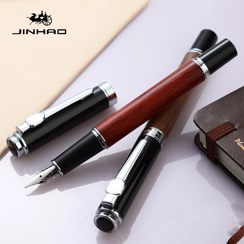 JINHAO 8802 Wooden Fountain Pen EF/F/M Nib Luxury Wood Ink Pens Business Writing Office School Supplies Stationery PK 9019