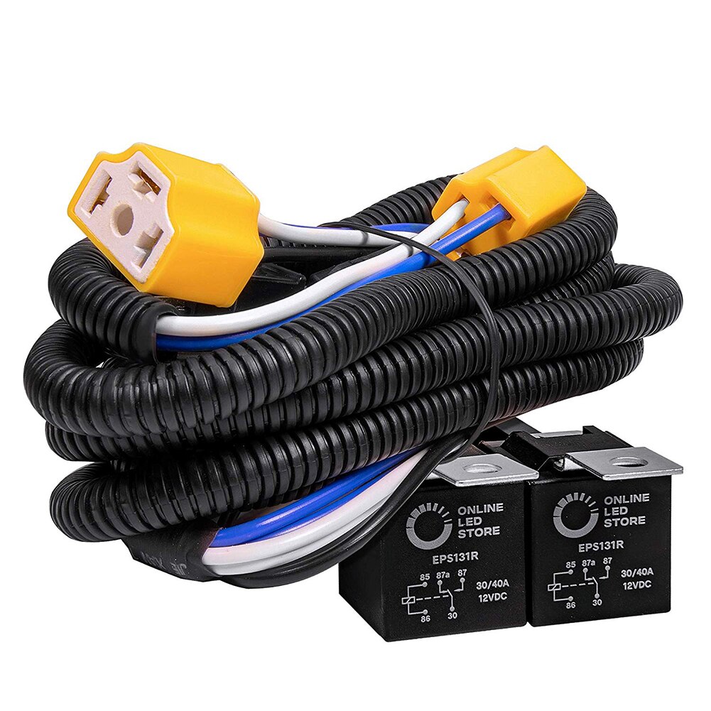 12v bil forlygte relæ ledningsnet system 2 forlygte pære fast mørkt lys lyser