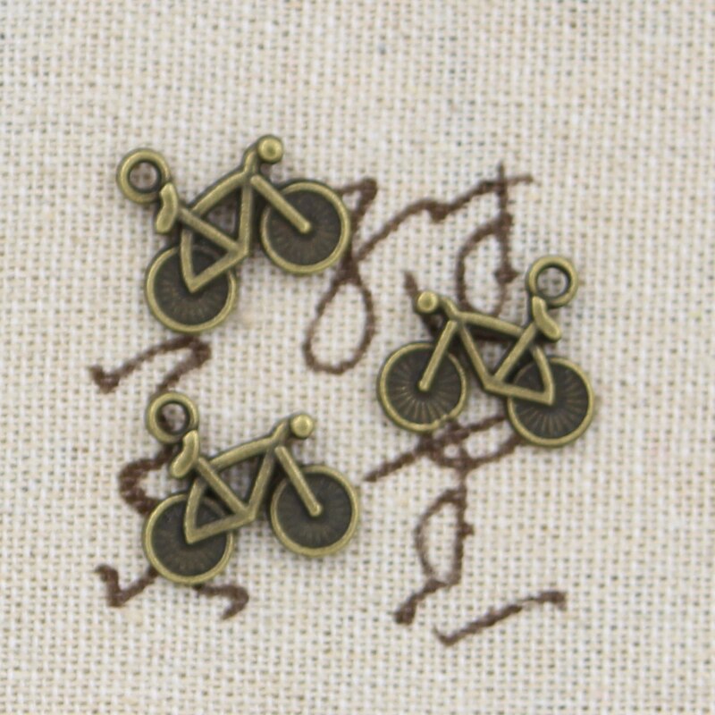 Colgante antiguo de 16x15mm para bicicleta, accesorio de Color plata, bronce tibetano Vintage, DIY para pulsera y collar, 30 Uds.: bronze