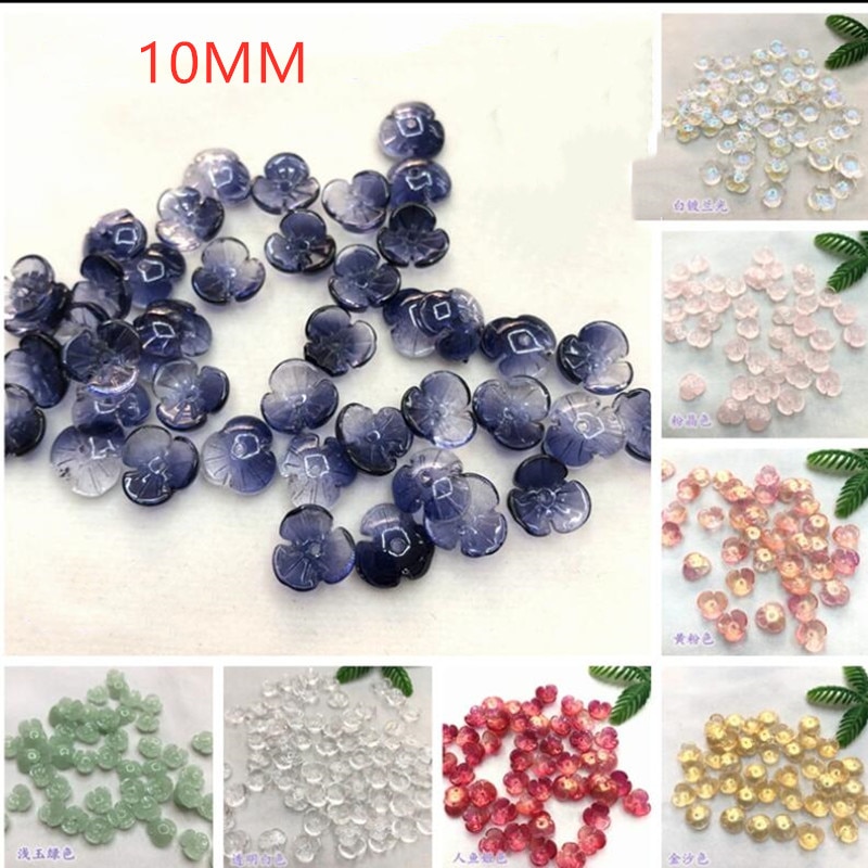 crystal mixed color 10mm flower shape diy loose glass beads fit for handmade accessories 20 pieces y12573