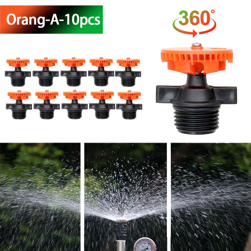 360 Degree Automatic Rotating Sprinkler Heads, Garden Lawn Irrigation 1/2"（4-point flywheel） Male Thread Rotating Nozzle: Yellow