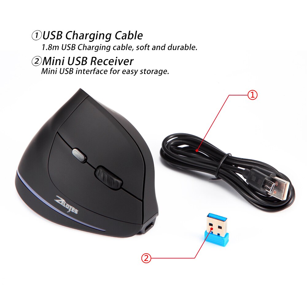 F-35 Wireless Mouse Vertical Mouse Ergonomic Rechargeable Mice 2400DPI Optional Portable Gaming Mouse for Mac Laptop PC Computer