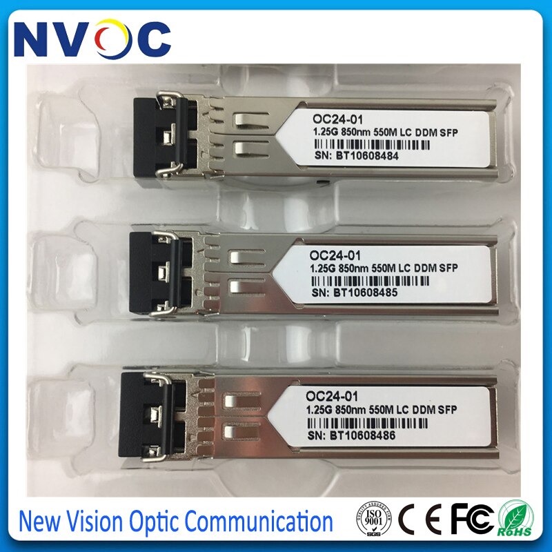 1.25G 850nm Optische SFP Transceiver LC Connector DDMI 550m Module, 1.25Gbps LC SFP Transceiver, dual Fiber, 850mm, 550 M, DDM