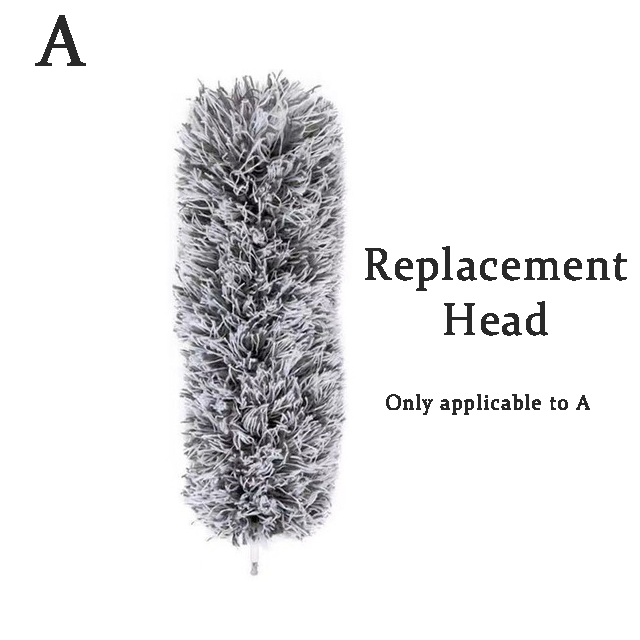 Plumero largo retráctil de plumas, plumero estático de microfibra flexible, limpieza de huecos, telaraña de techo, herramienta de limpieza del hogar: A Replacement head