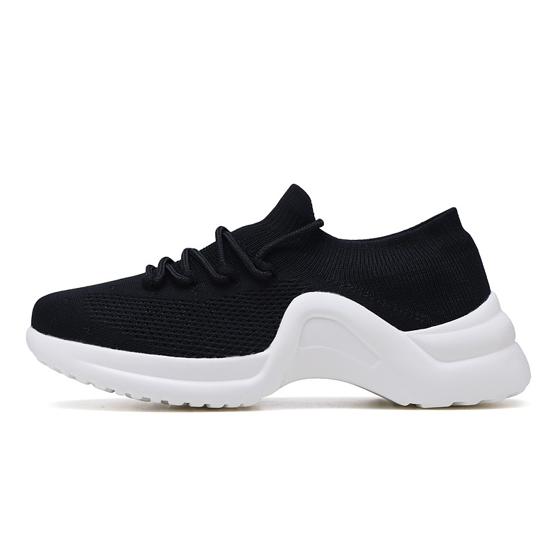 Pink Sport Shoes Women Summer Lace Up Ladies Tennis Shoes Female Breathable Woman Knit Sock Sneakers Tenis Feminino Damen Schuhe: Black / 6