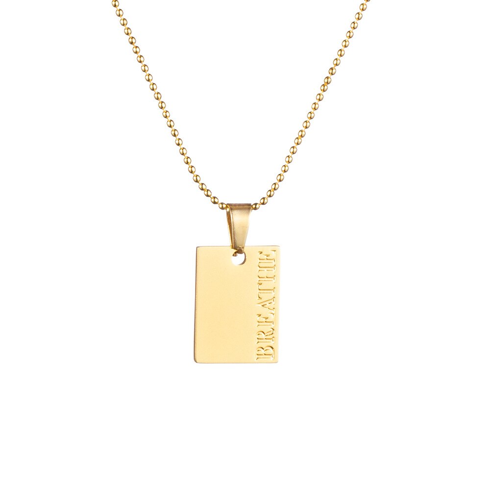 Collier avec pendentif en acier inoxydable pour femmes, couleur or, , accessoire de bijouterie, Alphabet d'amour, bénédiction: breathe / Argent