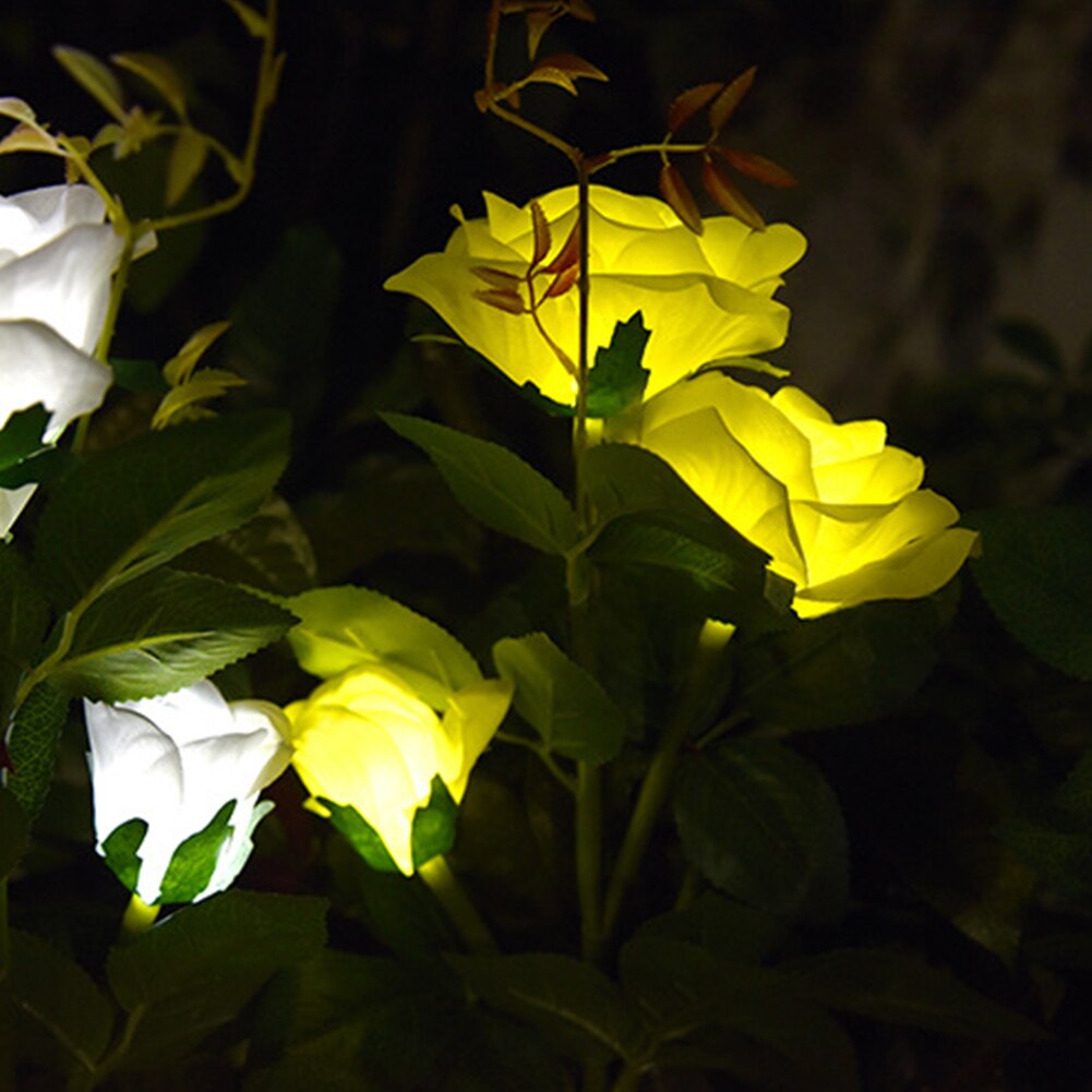 3 LED Solar Simulation Rose Flower Light IP65 Waterproof Garden Landscape Lamp Solar Bollard Light Led Solar Stick Lights