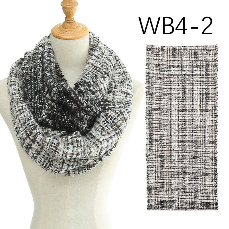 hiver écharpe femmes tricot cachemire Snood anneau cou foulards boucle femelle Bandana épais col écharpes: WB4-2 Black