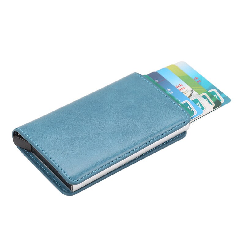 Taihaole Men Credit Card Holders Business ID Card Case Automatic RFID Card Holder Aluminium Bank Card Wallets: B-Blue