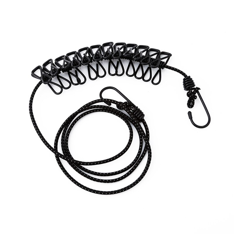 Elastisk vaskesnor med 12 klips reise bærbar uttrekkbar klessnor hjemmesokker undertøy kleshenger  ic973406