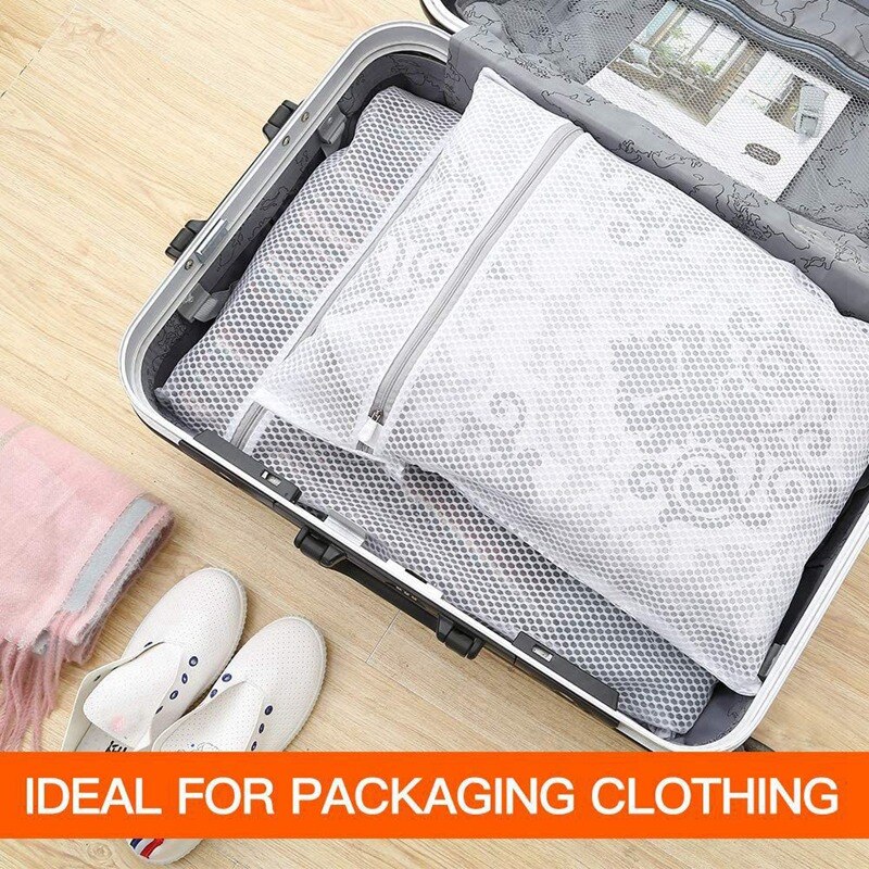 Sac à linge en maille robuste, 5 pièces, filet en tissu, sac de lavage Durable et réutilisable, sac de rangement de voyage
